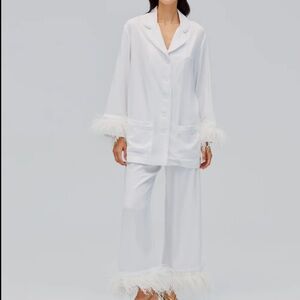 Gorgeous white feather bridal pajamas